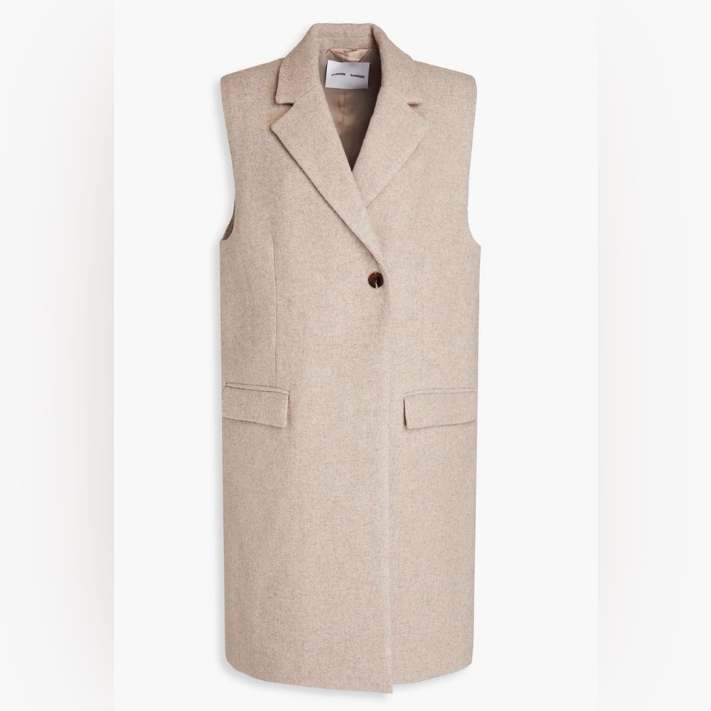 Samsoe & Samsoe Valery Mélange Wool-blend Felt Vest In Taupe